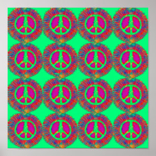Trippy Krawatte Dye Psychedelic Peace Sign Poster