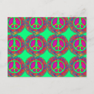 Trippy Krawatte Dye Psychedelic Peace Sign Postkarte