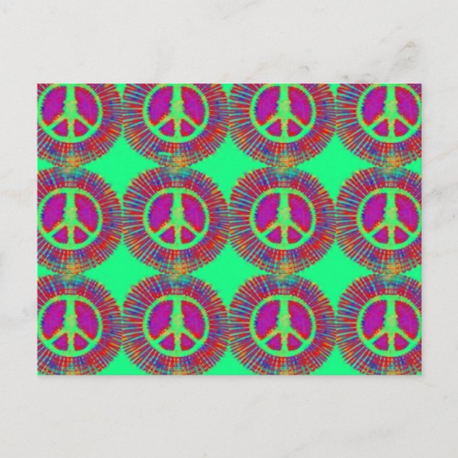 Trippy Krawatte Dye Psychedelic Peace Sign Postkarte (Vorderseite)