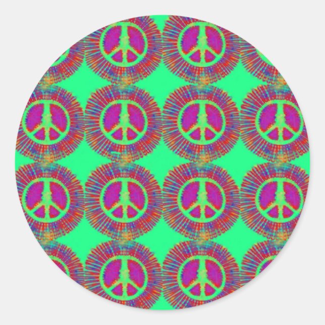 Trippy Krawatte Dye Psychedelic Peace Sign Runder Aufkleber (Vorderseite)