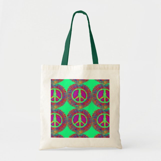 Trippy Krawatte Dye Psychedelic Peace Sign Tragetasche (Vorne)