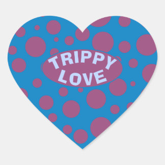 Trippy Liebe Lila Dots Gefühl Blue Psychedelic Herz-Aufkleber