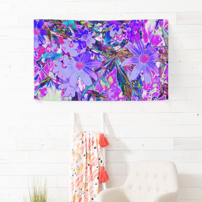 Trippy-Lila und Magenta-farbene Wildblumen Banner (Insitu)
