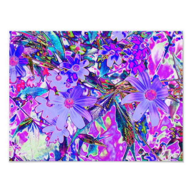 Trippy-Lila und Magenta-farbene Wildblumen Fotodruck (Vorne)