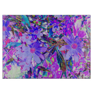 Trippy-Lila und Magenta-farbene Wildblumen Schneidebrett