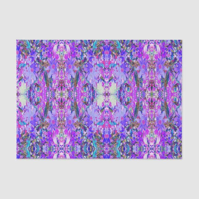 Trippy-Lila und Magenta-farbene Wildblumen Seidenpapier (Vorderseite)