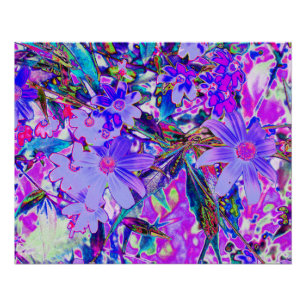 Trippy Lila und Magenta Farbige Wildblumen Poster