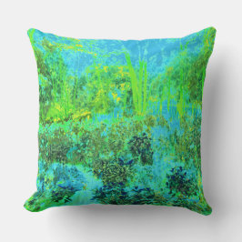 Trippy Lime Green and Blue Garden Landscape Kissen