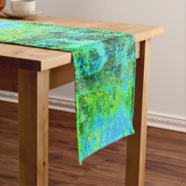 Trippy Lime Green and Blue Garden Landschaft Großer Tischläufer