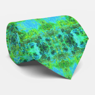 Trippy Lime Green and Blue Garden Landschaft Krawatte