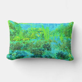Trippy Lime Green and Blue Garden Landschaft Lendenkissen