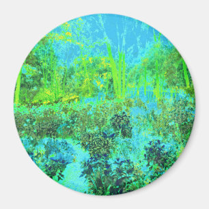 Trippy Lime Green and Blue Garden Landschaft Magnet
