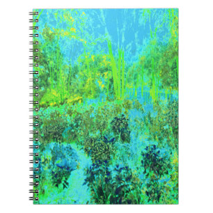 Trippy Lime Green and Blue Garden Landschaft Notizblock