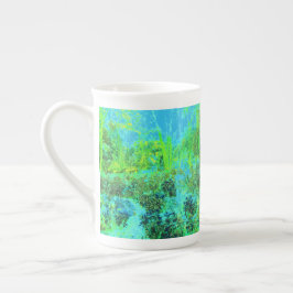 Trippy Lime Green and Blue Garden Landschaft Prozellantasse