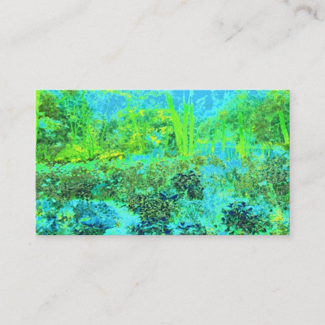 Trippy Lime Green and Blue Garden Landschaft Visitenkarte (Vorderseite)