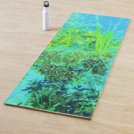 Trippy Lime Green and Blue Garden Landschaft Yogamatte