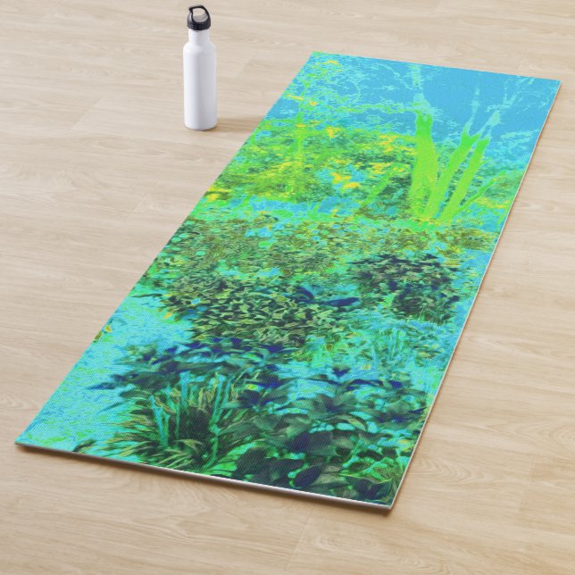 Trippy Lime Green and Blue Garden Landschaft Yogamatte (Beispiel)