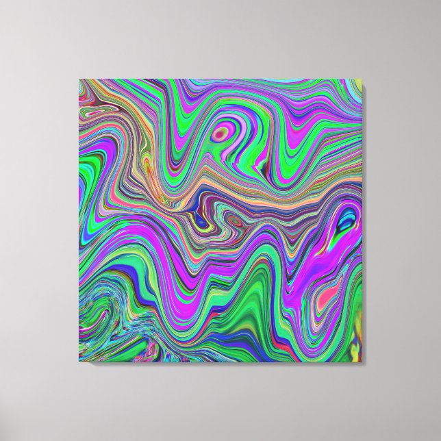 Trippy Lime Green und Lila Farbwellen Leinwanddruck (Vorderseite)
