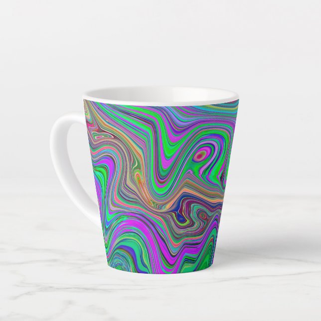 Trippy Lime Green und Lila Farbwellen Milchtasse (Linke Ecke)