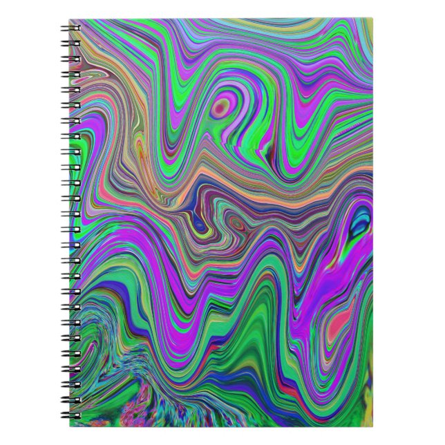 Trippy Lime Green und Lila Farbwellen Notizblock (Vorderseite)