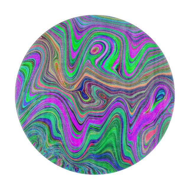 Trippy Lime Green und Lila Farbwellen Schneidebrett (Vorderseite)