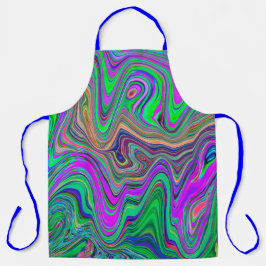 Trippy Lime Green und Lila Farbwellen Schürze