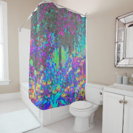 Trippy Lime Green und Lila Garden Sunrise Duschvorhang