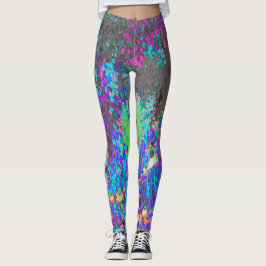 Trippy Lime Green und Lila Garden Sunrise Leggings