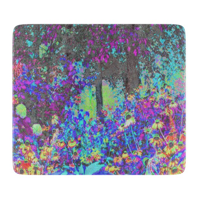 Trippy Lime Green und Lila Garden Sunrise Schneidebrett (Vorderseite)