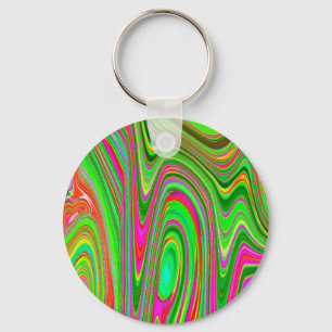 Trippy Lime Green und Magenta Abstrakte Kunst und  Schlüsselanhänger