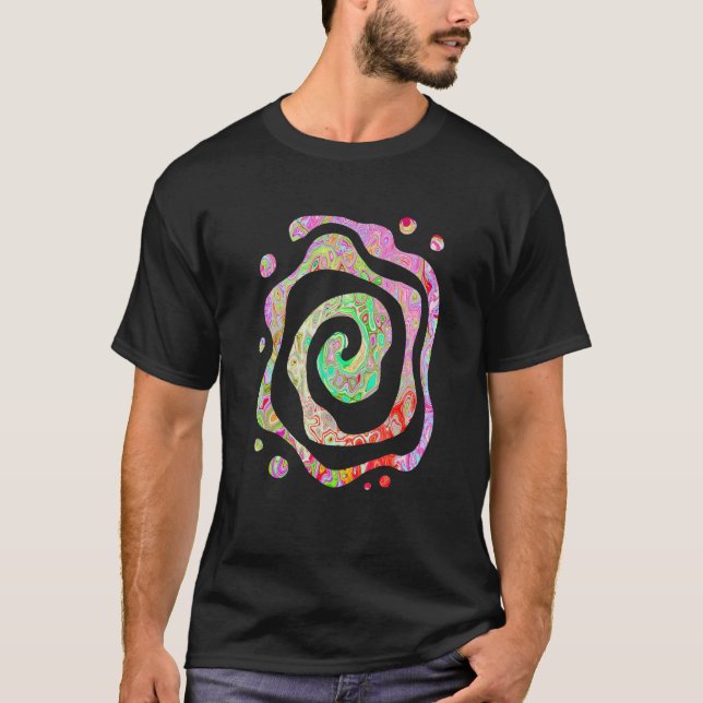 Trippy Lime Green und Orange Abstrakt Retro Marmor T-Shirt (Vorderseite)