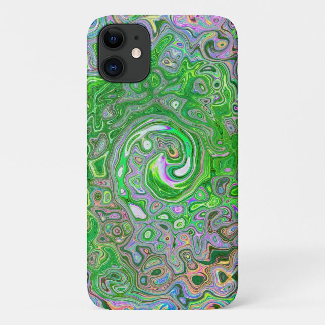 Trippy Lime Green und Pink Abstrakt Retro Swirl Case-Mate iPhone Hülle (Rückseite)