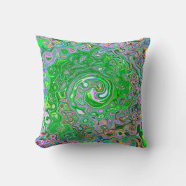 Trippy Lime Green und Pink Abstrakt Retro Swirl Kissen