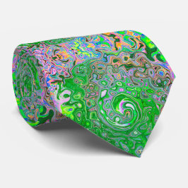 Trippy Lime Green und Pink Abstrakt Retro Swirl Krawatte