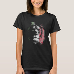 Trippy lion EDM Rave technicino Italienische Flagg T-Shirt