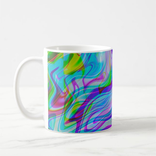 Trippy Liquid Abstraktes Muster Blau Kaffeetasse (Links)