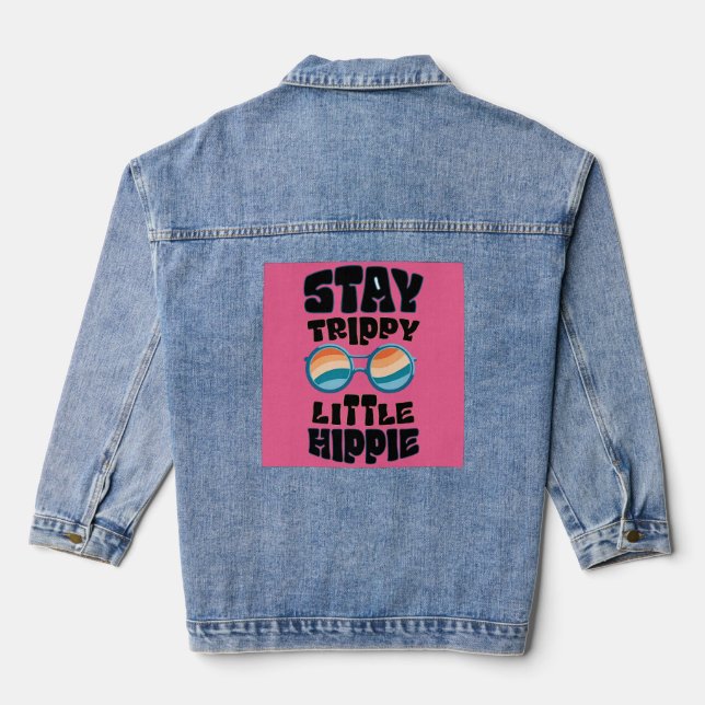 Trippy Little Hippie bleibe - Retro Psychedelic De Jeansjacke (Rückseite)