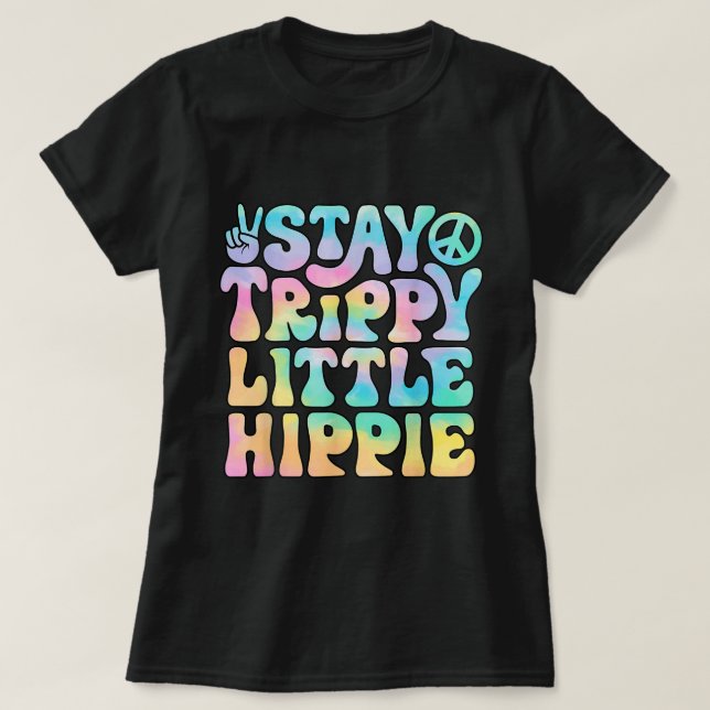 Trippy Little Hippie Peace Sign Gefärbte Krawatte  T-Shirt (Design vorne)