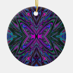 Trippy Magenta, Blau und Grüner Abstrakt Schmetter Keramik Ornament