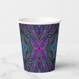Trippy Magenta, Blue und Green Abstrakt Butterfly Pappbecher