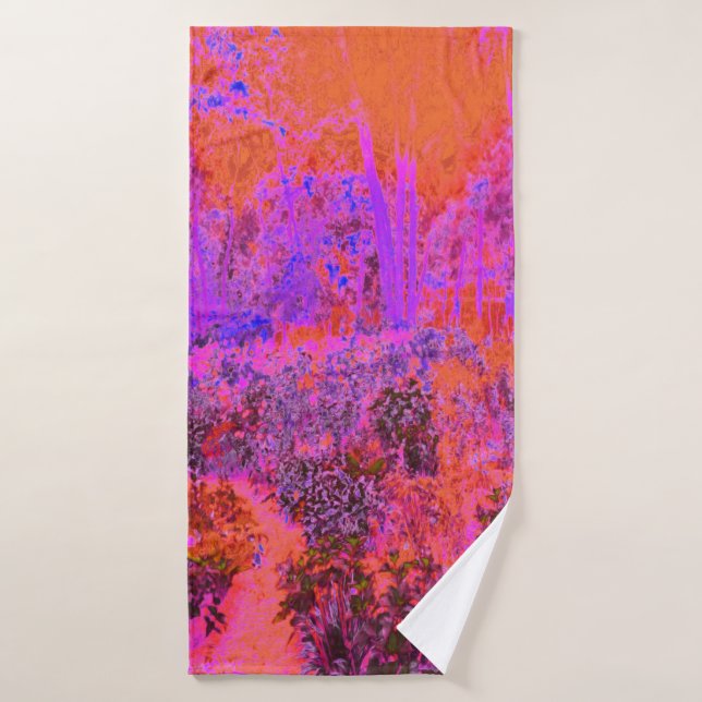 Trippy Magenta und Orange Impressionistischer Gart Badehandtuch (Badehandtuch)