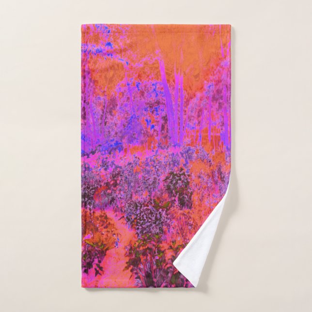 Trippy Magenta und Orange Impressionistischer Gart Handtuch (Handtuch)