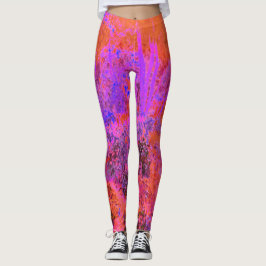 Trippy Magenta und Orange Impressionistischer Gart Leggings