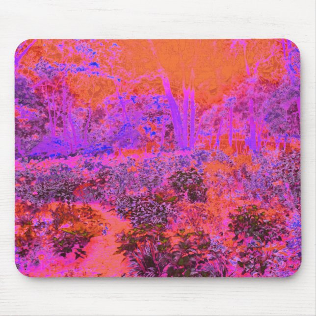Trippy Magenta und Orange Impressionistischer Gart Mousepad (Vorne)