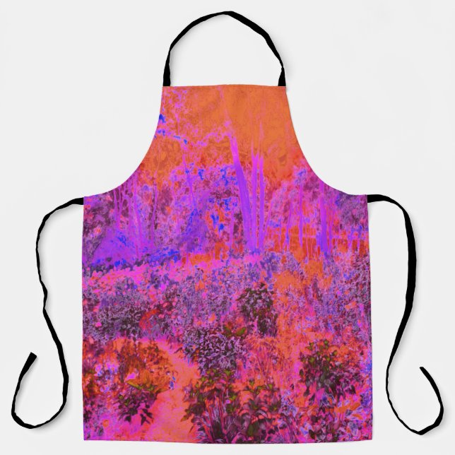 Trippy Magenta und Orange Impressionistischer Gart Schürze (Vorderseite)