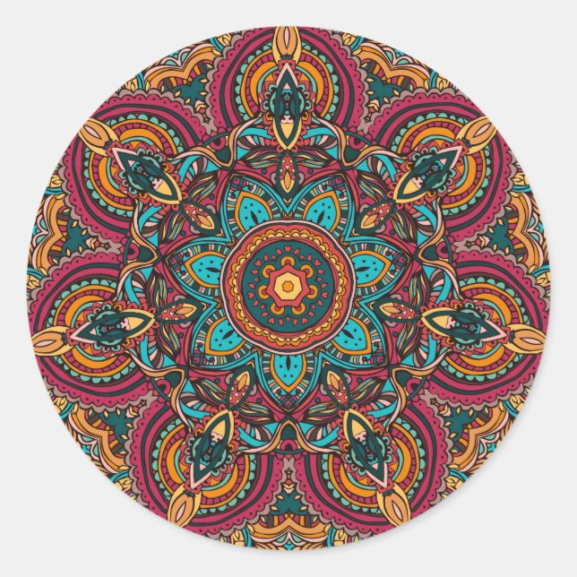 Trippy Mandala 2.25" Basic Button Schlüsselanhänge Runder Aufkleber (Vorderseite)