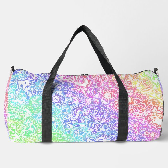 Trippy Maximalist Groovy Boho Bold Rainbow Marble Duffle Bag (Vorderseite)