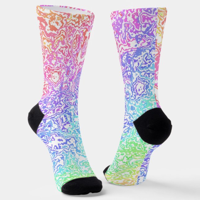 Trippy Maximalist Groovy Boho Bold Rainbow Marble Socken (Gewinkelt)