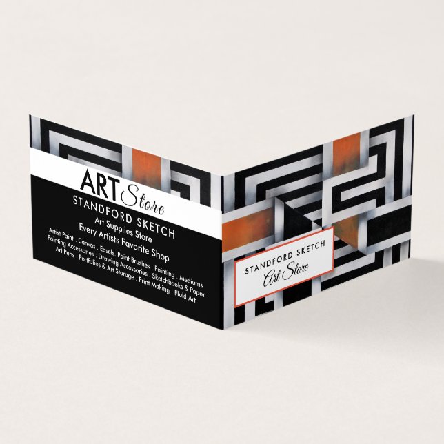 Trippy Maze Muster, Art Supplies Store, Detailinfo Visitenkarten (Vorderseite)