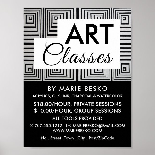 Trippy Maze Squares, Art Teacher, Art Clubs Poster (Vorne)